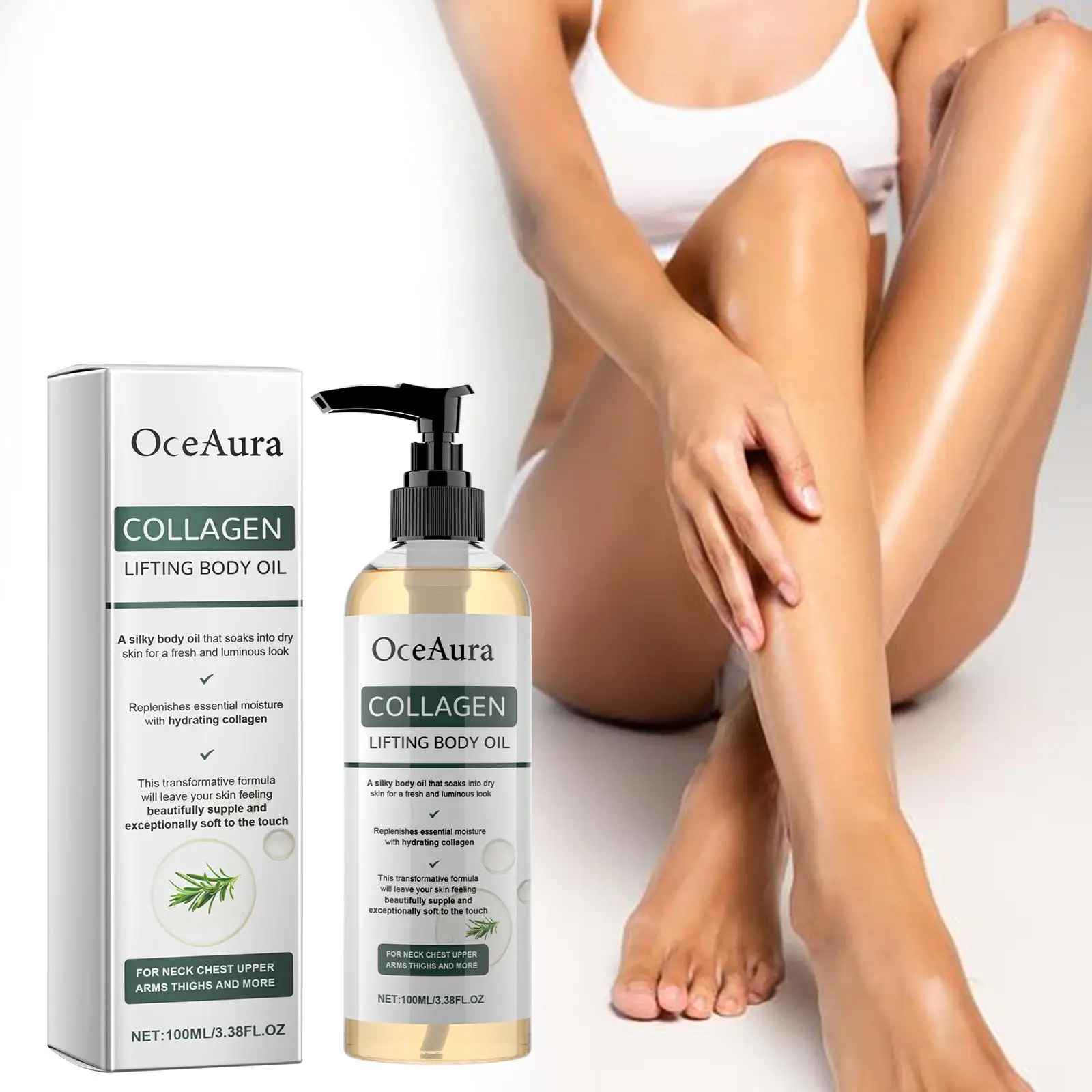 OceAura Collagen Body Oil Tighten Skin Elasticity Increased Moisturizing Body Smooth Non-greasy Rosemary-Body Oil-Blushia