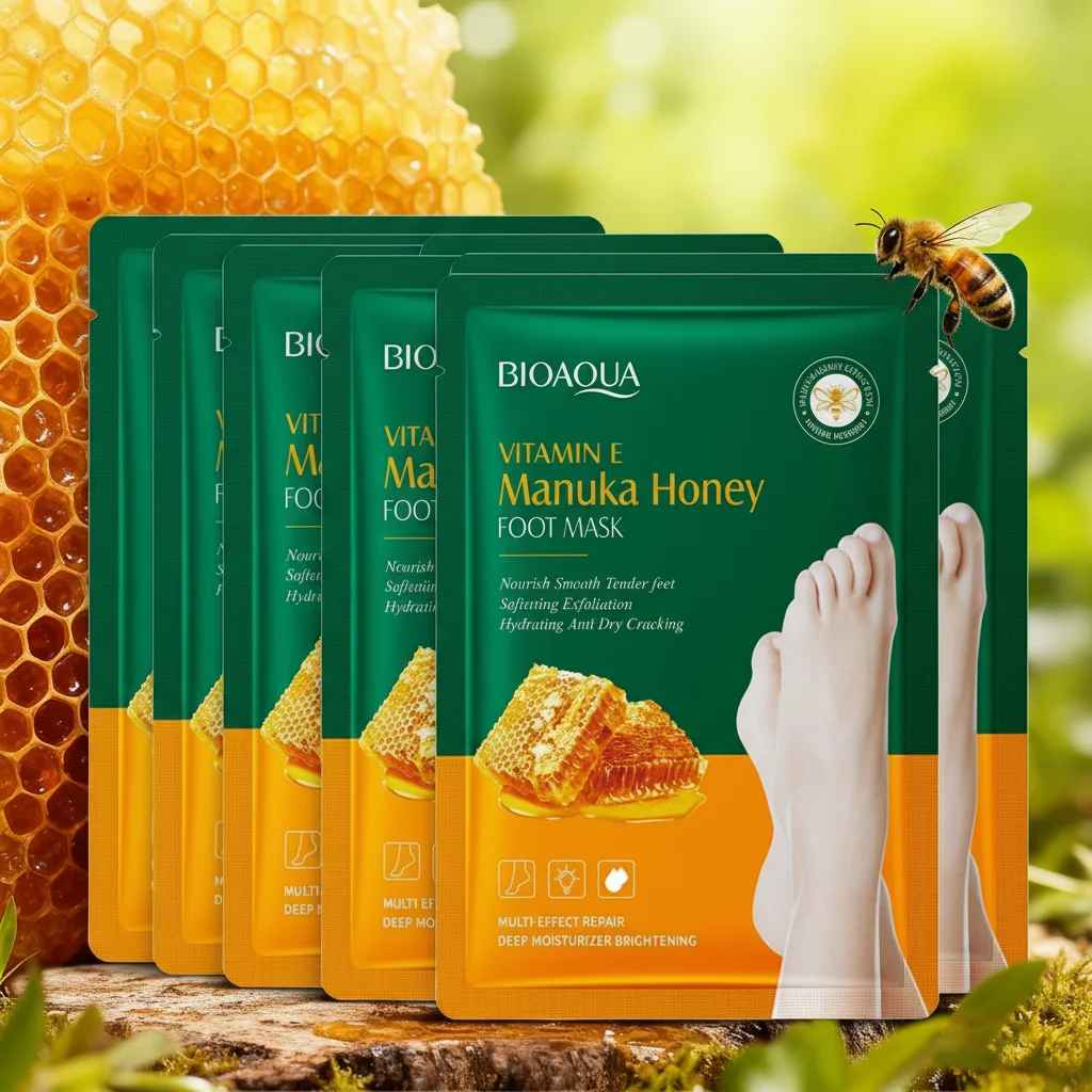 5 Pairs BIOAQUA Vitamin E & Manuka Honey Foot Mask – Moisturizing & Exfoliating Care-Foot Mask-Blushia