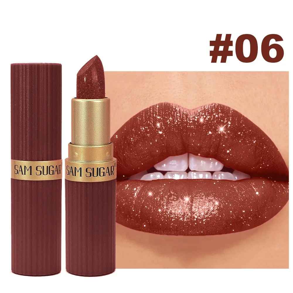 Nude Pink Glitter Lipstick – Metallic Shimmer Long-Lasting Waterproof Gloss-Lipstick-Blushia