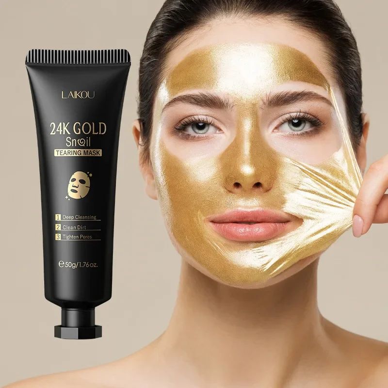 LAIKOU 24K Gold Snail Collagen Peel-Off Mask 50g – Deep Clean & Blackhead Removal-Blackhead Remover-Blushia