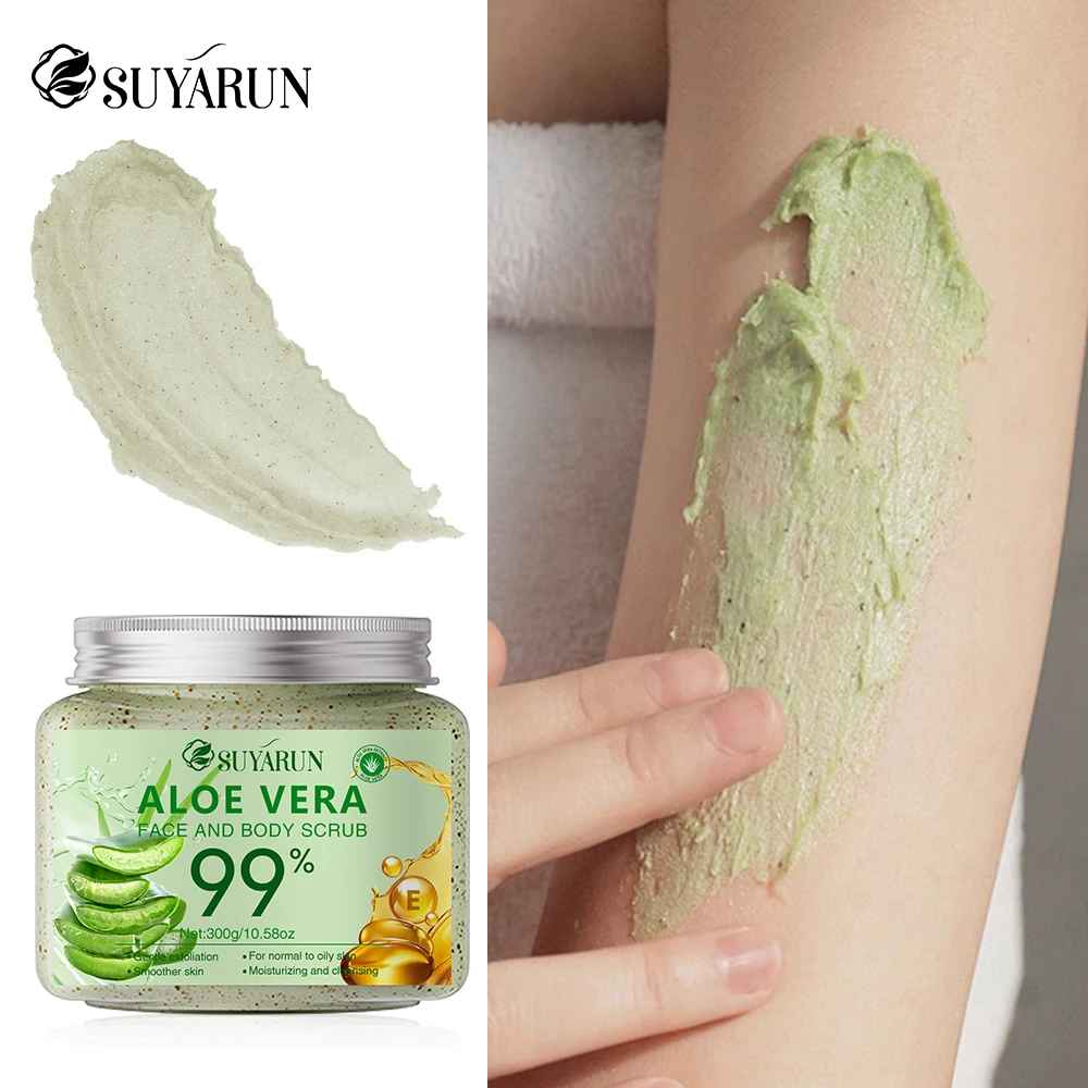 SUYARUN Aloe Vera Body Scrub Exfoliator - Natural Deep Cleansing, Hydrating for Sensitive Skin-Body Scrub-Blushia