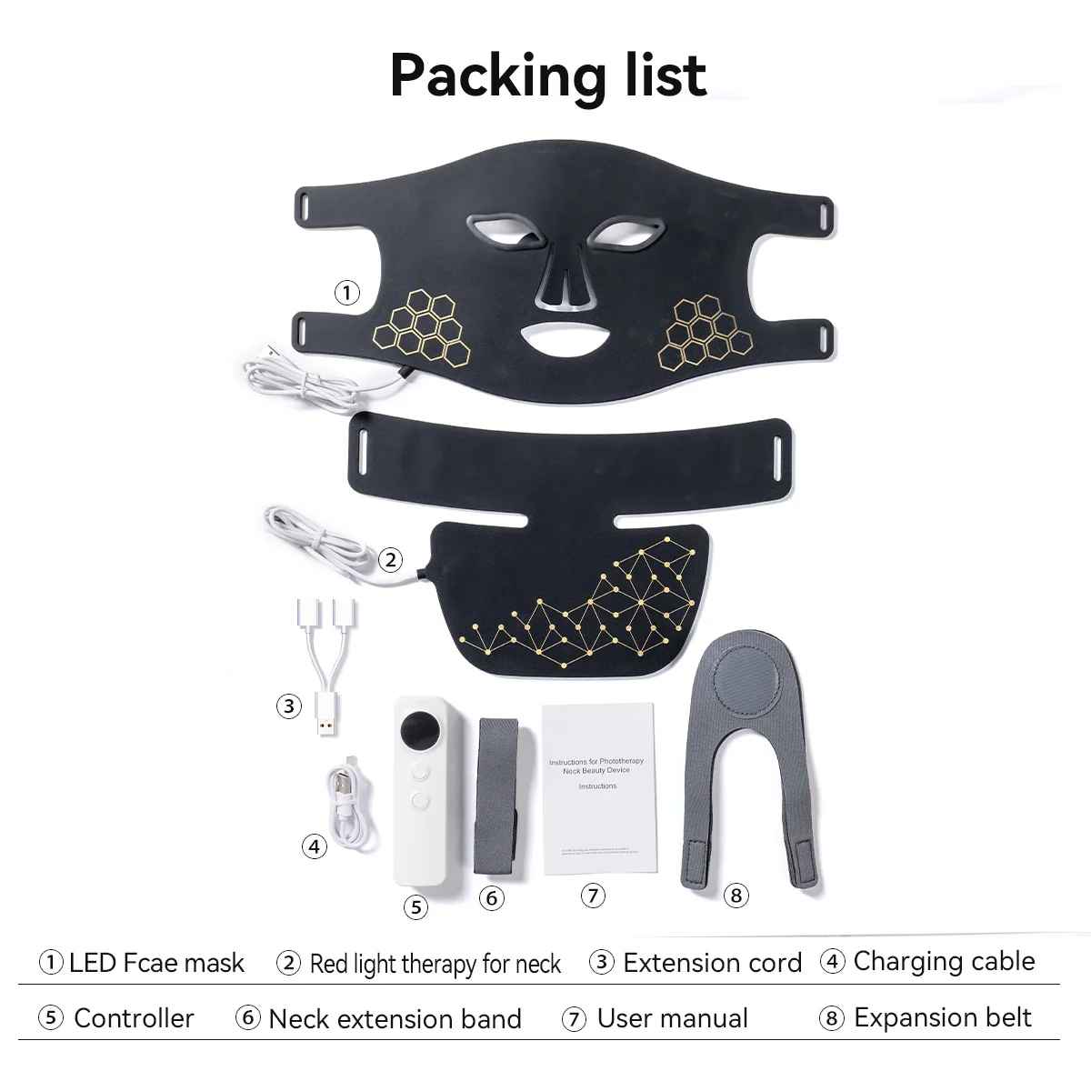 Rechargeable LED Face & Neck Mask – Red Light Therapy & Infrared Skin Rejuvenation Device for Anti-Ageing & Glowing Skin-Face & Neck Mask Device-Blushia