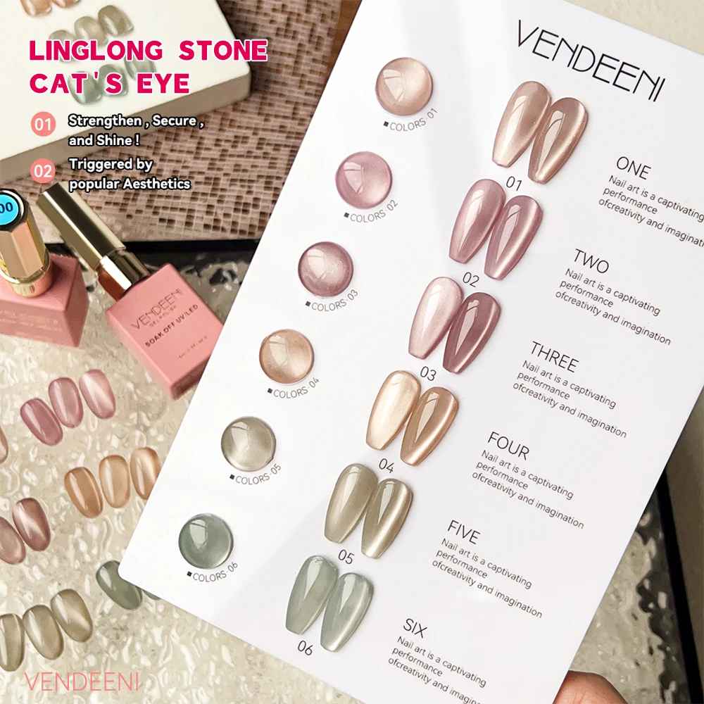 6-Color Magnetic Cat Eye Gel Nail Polish Set – Pink UV LED Soak-Off Gel-Gel Nails-Blushia