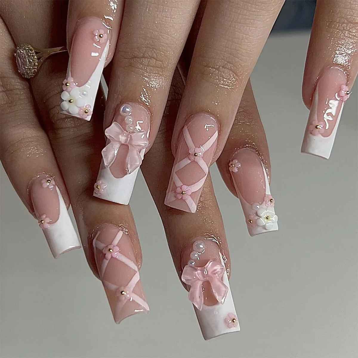 24pcs Coffin Shaped Fake Nails +1 Nail File +1 Jelly-False Nails-Blushia
