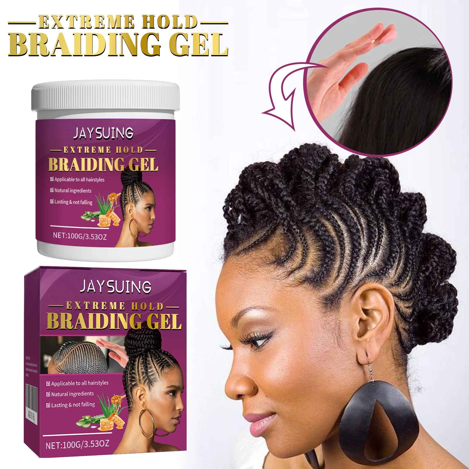 Jaysuing Extreme Hold Styling Braiding Gel Wax Carbomer Long Lasting Strong Hold-Hair Styling-Blushia